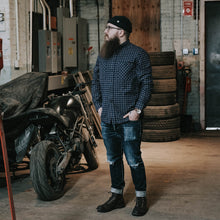 Load image into Gallery viewer, Defender Shirt in Navy Plaid Flannel